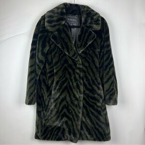 NWT - Regal, Faux Fur Printed Rabbit Long Coat. Size: XS.